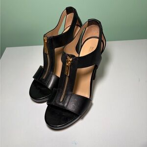 Michael Kors Black and Gold Zipper Heels